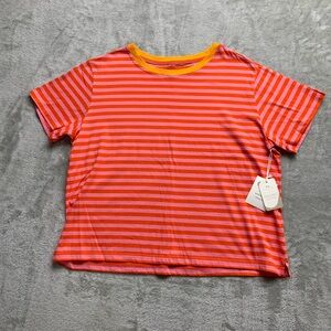 NWT Free Assembly  Striped Top Sz XL Short Sleeve 100% Organic Cotton (W858)